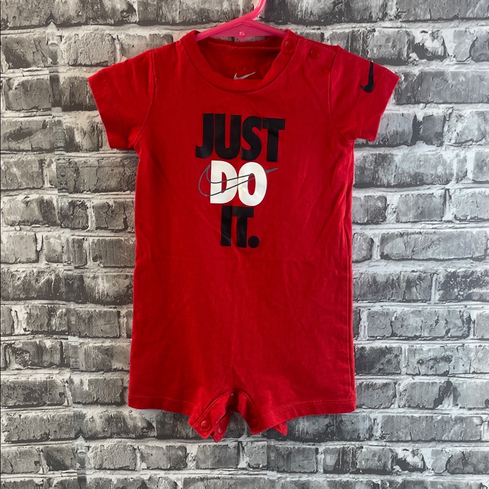 Nike Red Infant Romper with Just Do It‎ Print